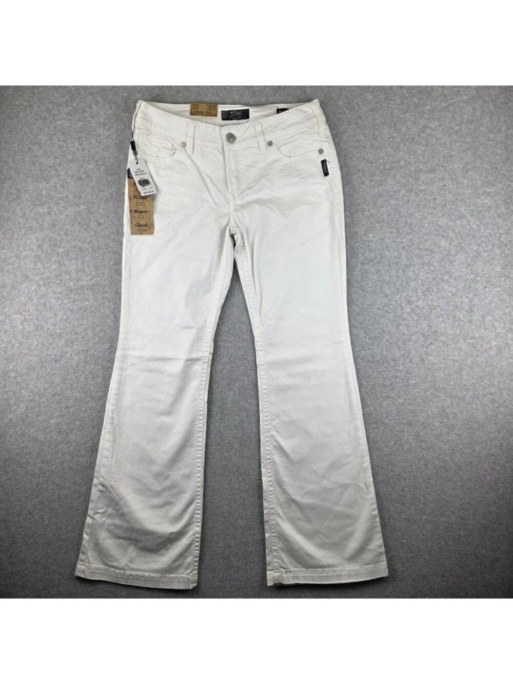 Silver Jeans Suki Jeans Womens 33x34 White Mid Rise Flare Stretch Denim NWT